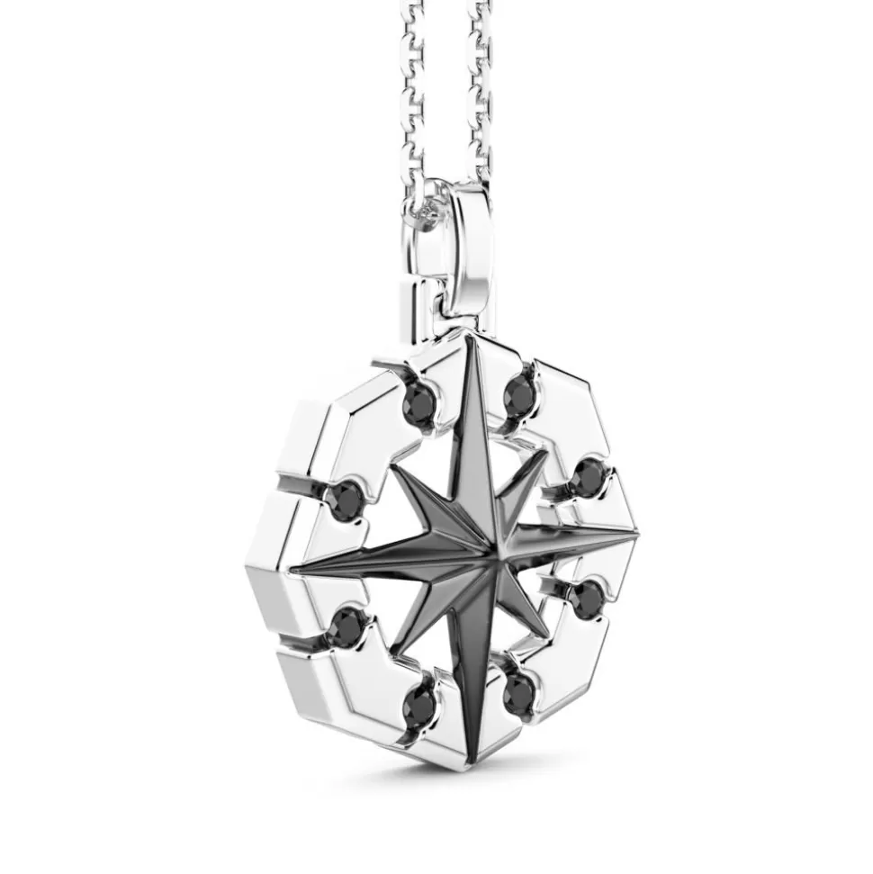 Collier Zancan En Argent Avec Pendentif Rose Des Vents.^Zancan Gioielli New