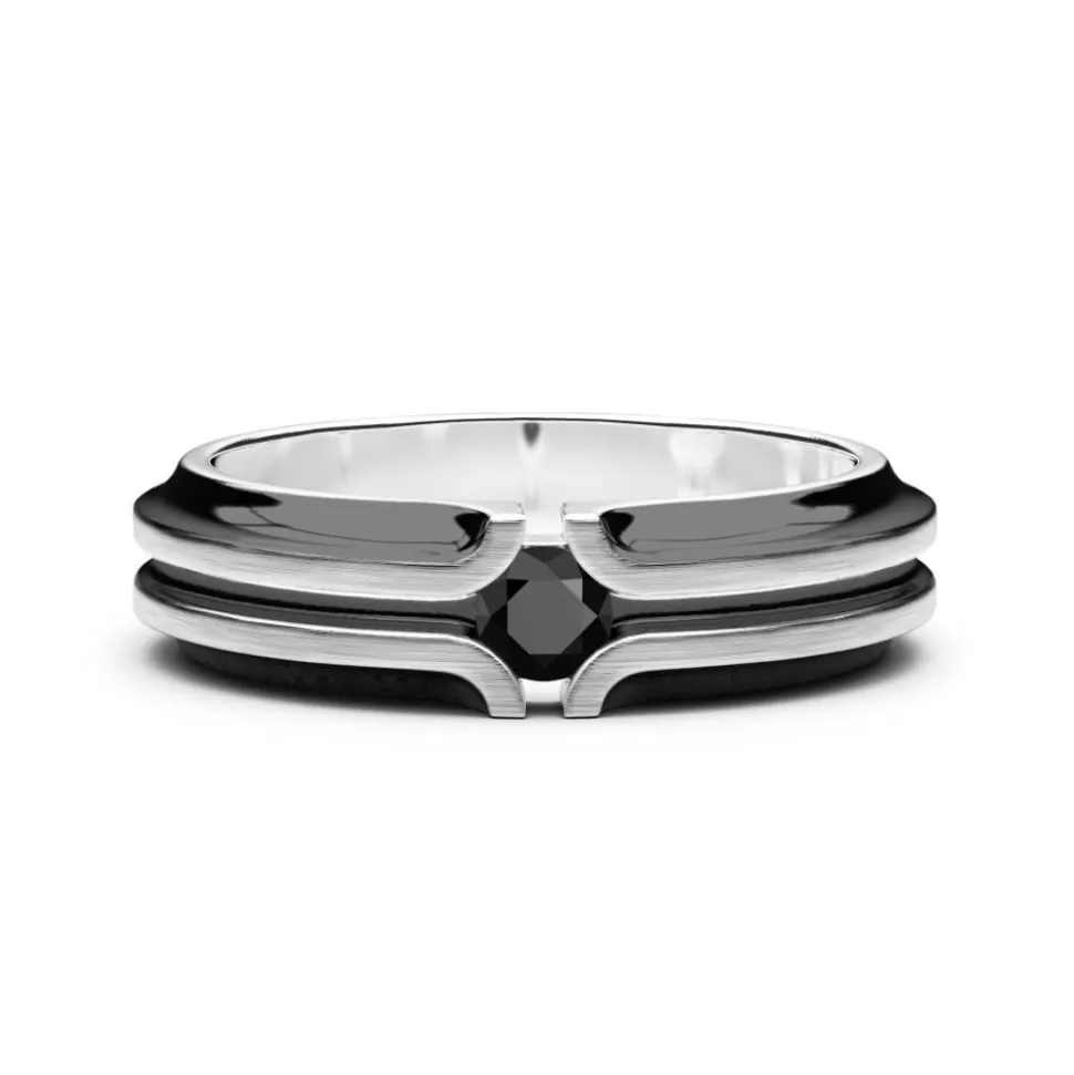 Zancan Silver Band Ring With Black Stone.^Zancan Gioielli Best Sale
