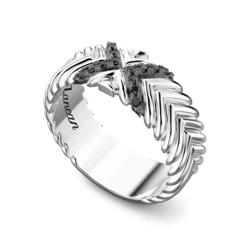 Zancan Silver Band Ring With Black Stones.^Zancan Gioielli Best Sale