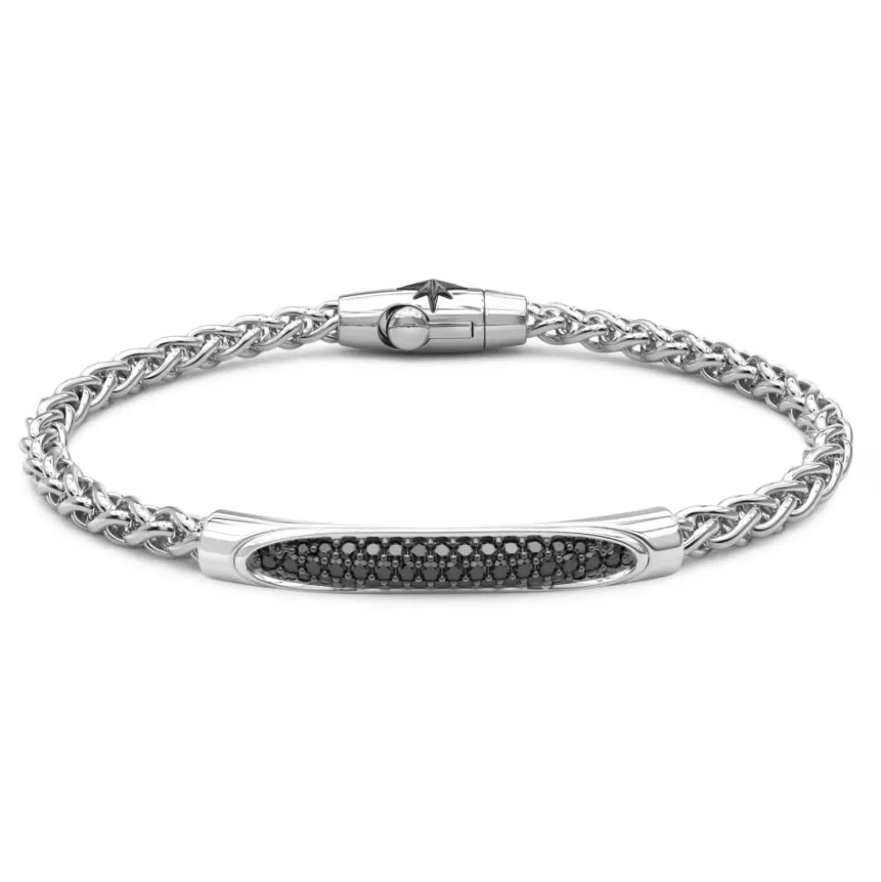 Zancan Silver Bracelet With Tag And Black Stones.^Zancan Gioielli Outlet