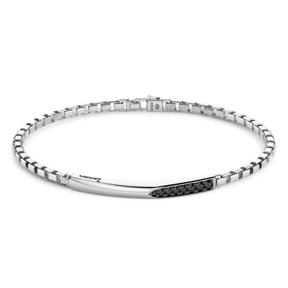 Zancan Silver Bracelet With Tag And Black Stones.^Zancan Gioielli Store