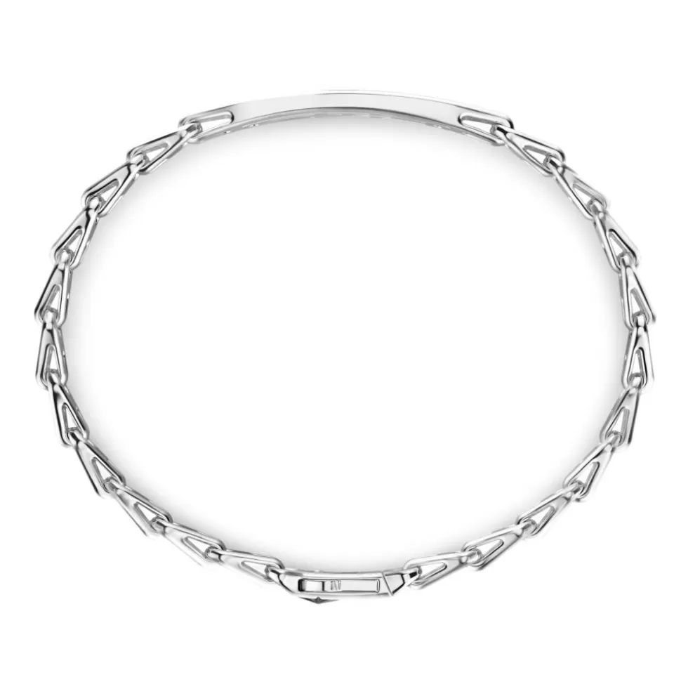 Zancan Silver Bracelet With Tag And Black Stones.^Zancan Gioielli Outlet