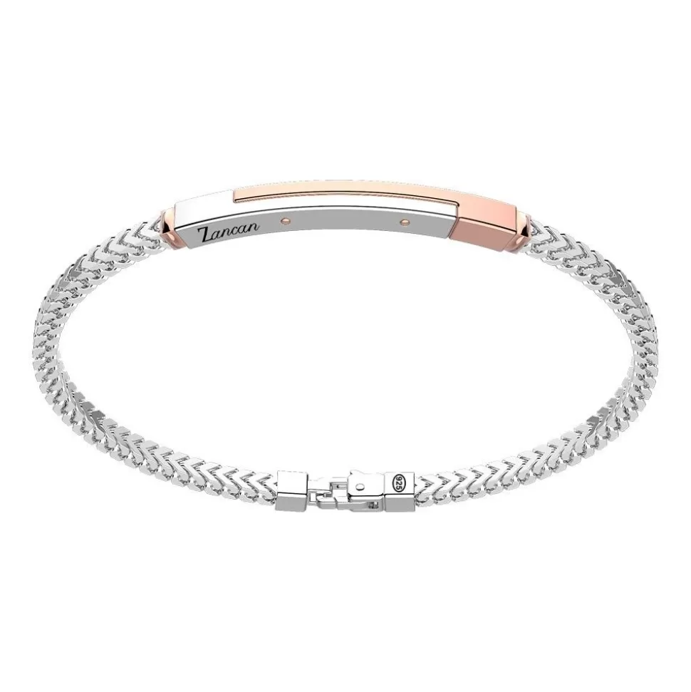 Zancan Silver Bracelet With Tag And Rose Gold Inserts.^Zancan Gioielli Discount