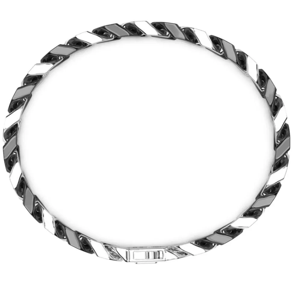 Zancan Silver Ceramic Curb Chain Bracelet.^Zancan Gioielli Clearance