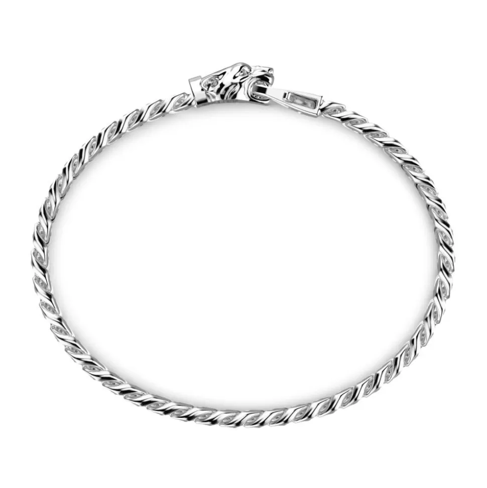 Zancan Silver Curb Chain Bracelet With Panther Head Closure.^Zancan Gioielli Store