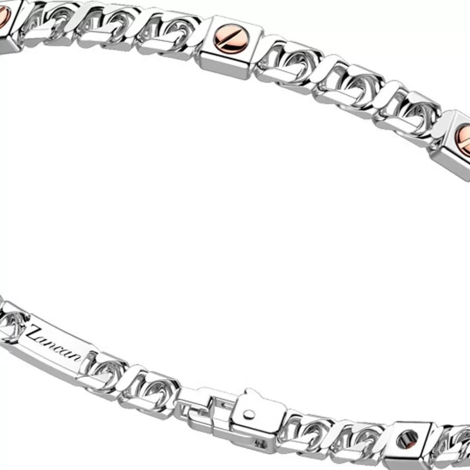 Zancan Silver Curb Chain Bracelet With Rose Gold Screws.^Zancan Gioielli Store