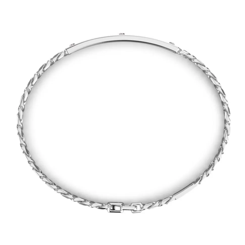 Zancan Silver Curb Chain Bracelet With Tag And Rose Gold Inserts.^Zancan Gioielli Flash Sale