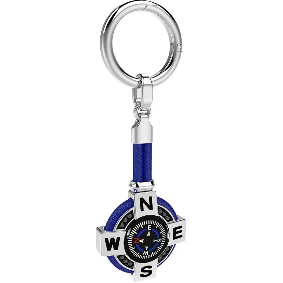 Zancan Silver Keychain With A Black Compass And Black Spinels.^Zancan Gioielli Cheap