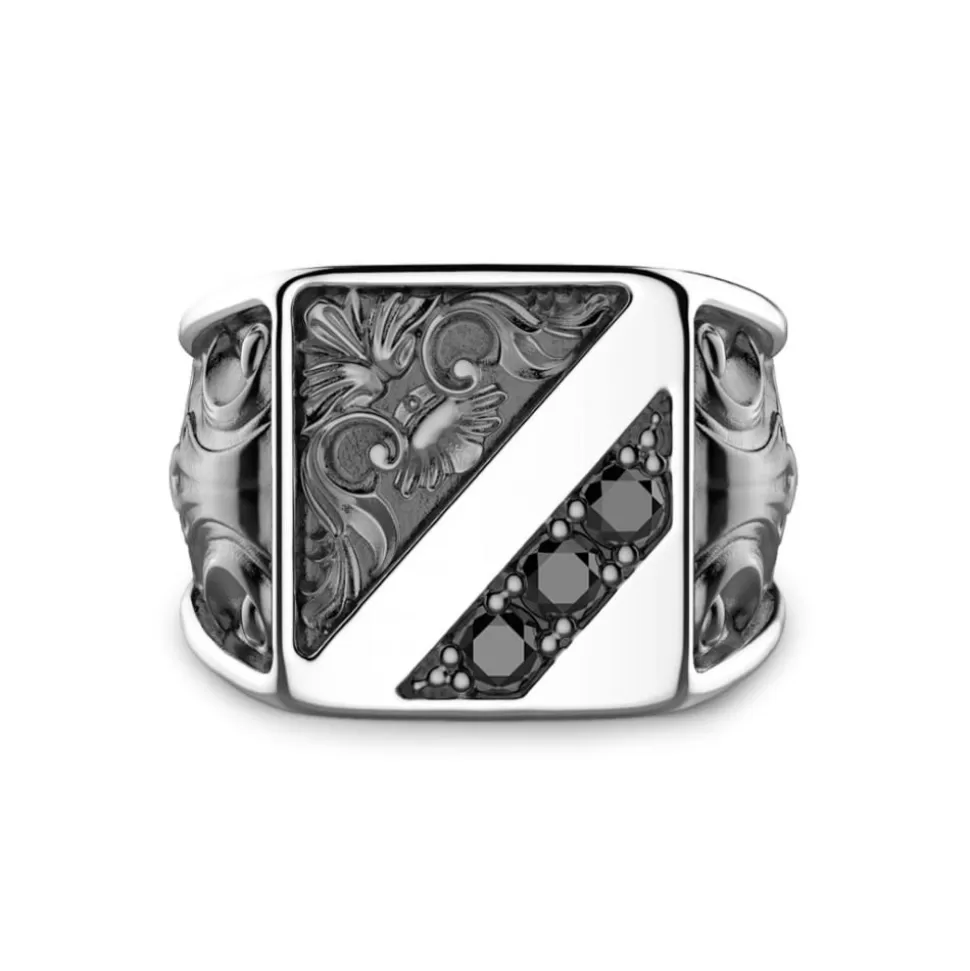 Zancan Silver Ring With Black Stones.^Zancan Gioielli Store