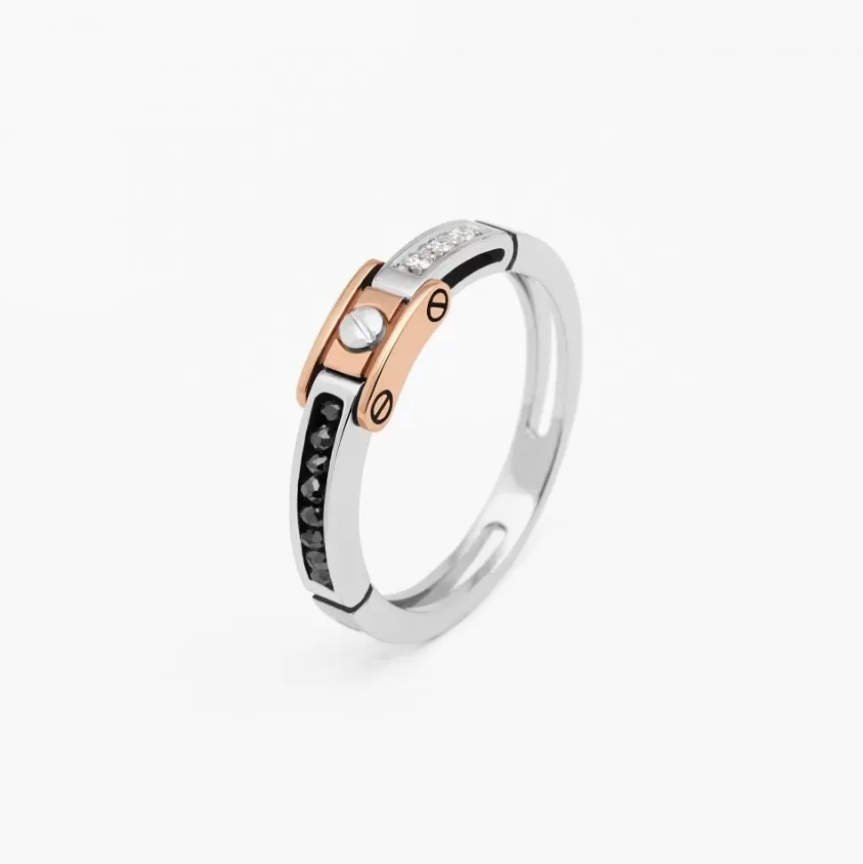 Zancan White And Rose Gold Ring With Diamonds.^Zancan Gioielli Fashion