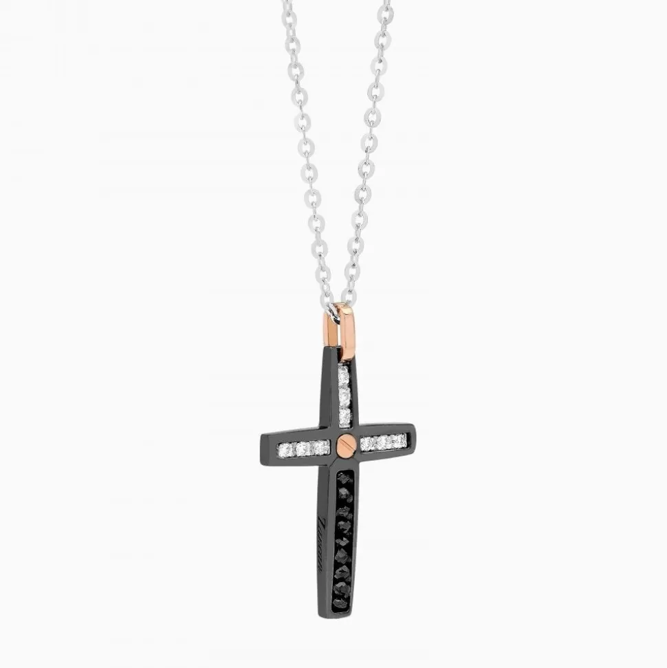 Zancan White Gold Necklace With Cross And Diamonds.^Zancan Gioielli Online