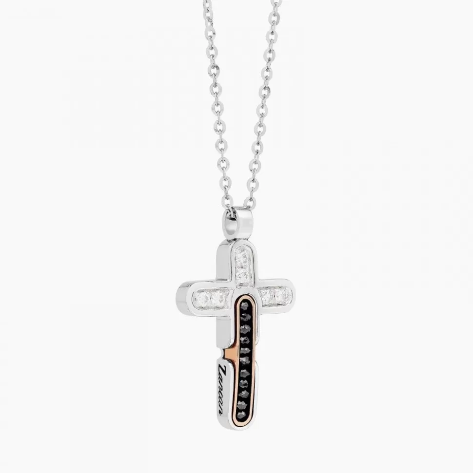 Zancan White Gold Necklace With Cross And Diamonds.^Zancan Gioielli Online