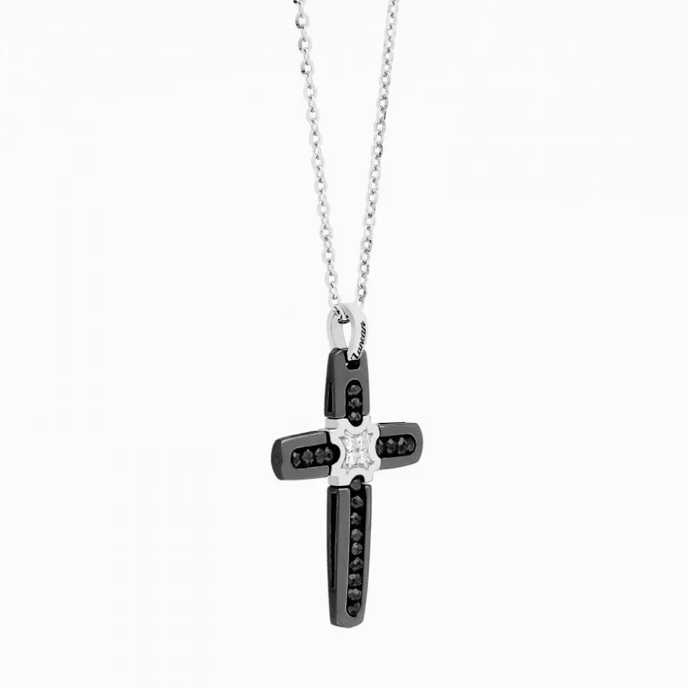 Zancan White Gold Necklace With Cross And Diamonds.^Zancan Gioielli Store