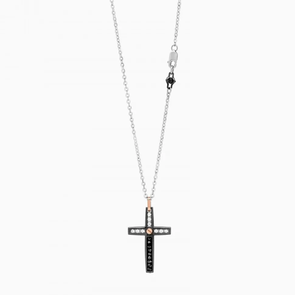Zancan White Gold Necklace With Cross And Diamonds.^Zancan Gioielli Online