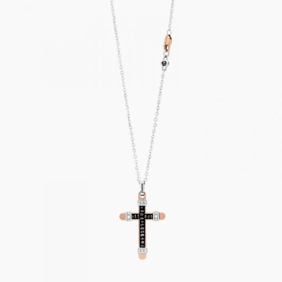 Zancan White Gold Necklace With Cross And Diamonds.^Zancan Gioielli Shop