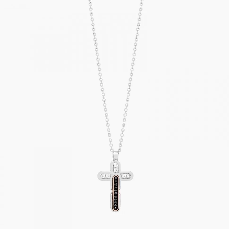 Zancan White Gold Necklace With Cross And Diamonds.^Zancan Gioielli Online
